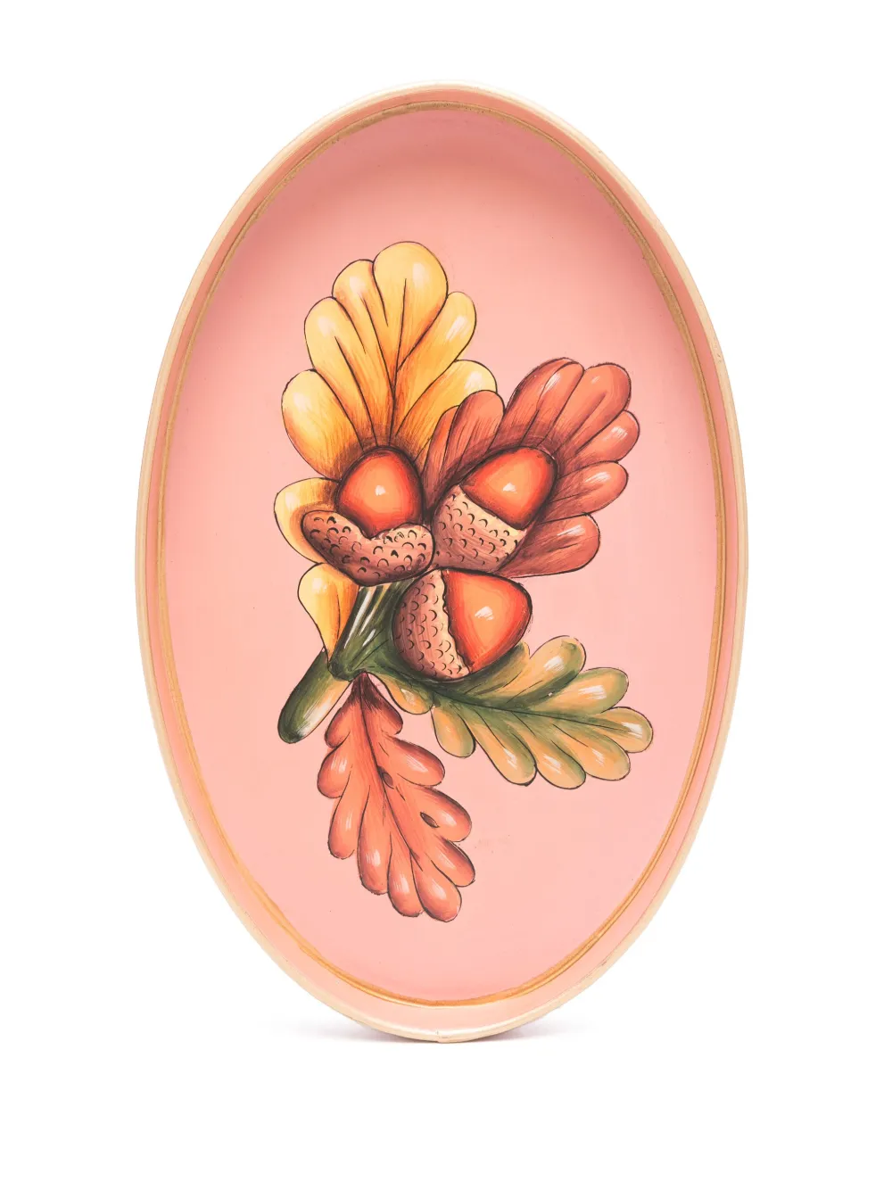 Les-Ottomans Vassoio in ferro dipinto a mano (32cm x 20cm) - Rosa