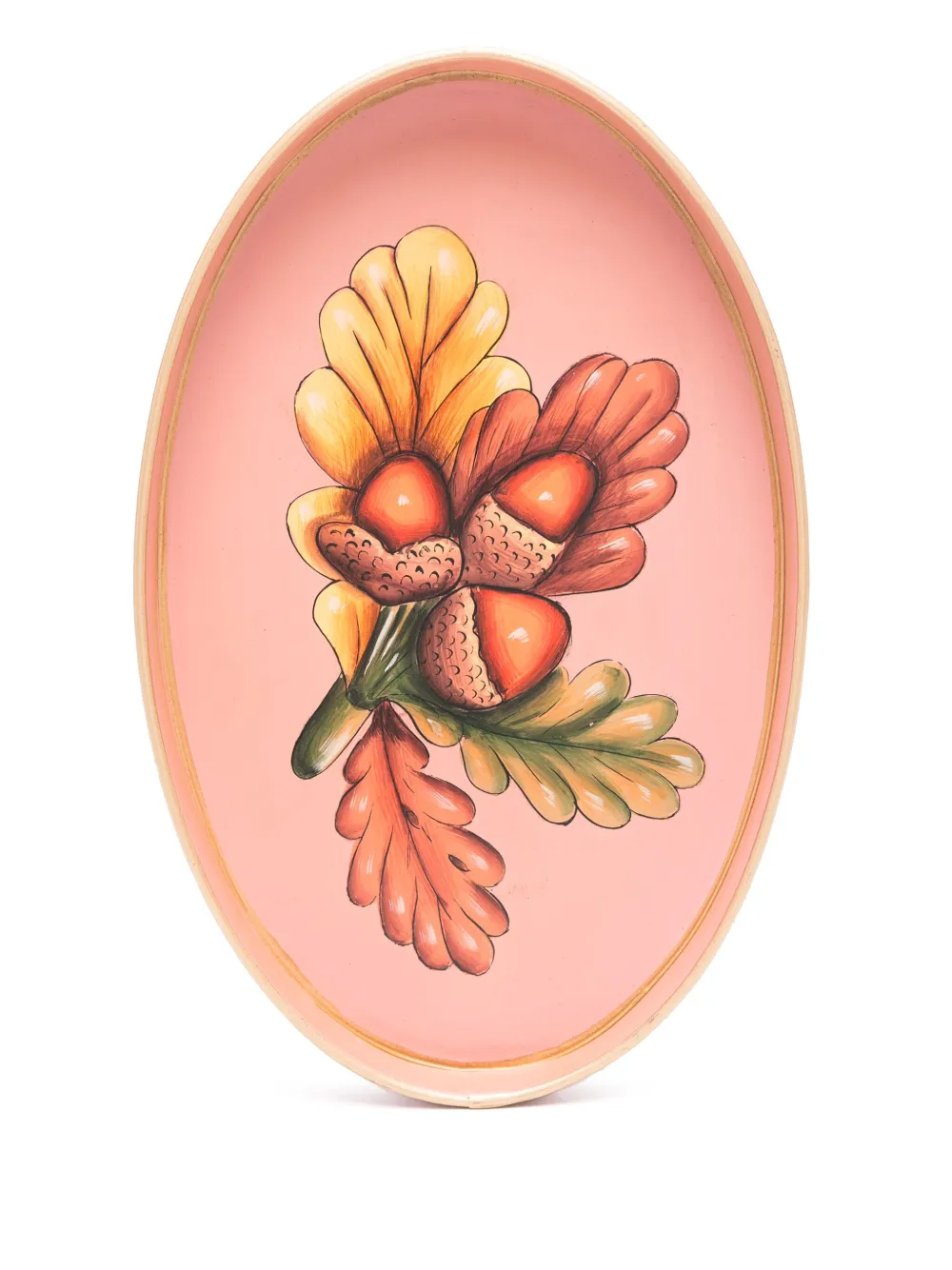 Les-Ottomans hand-painted iron tray (32cm x 20cm) | Pink | Image 1