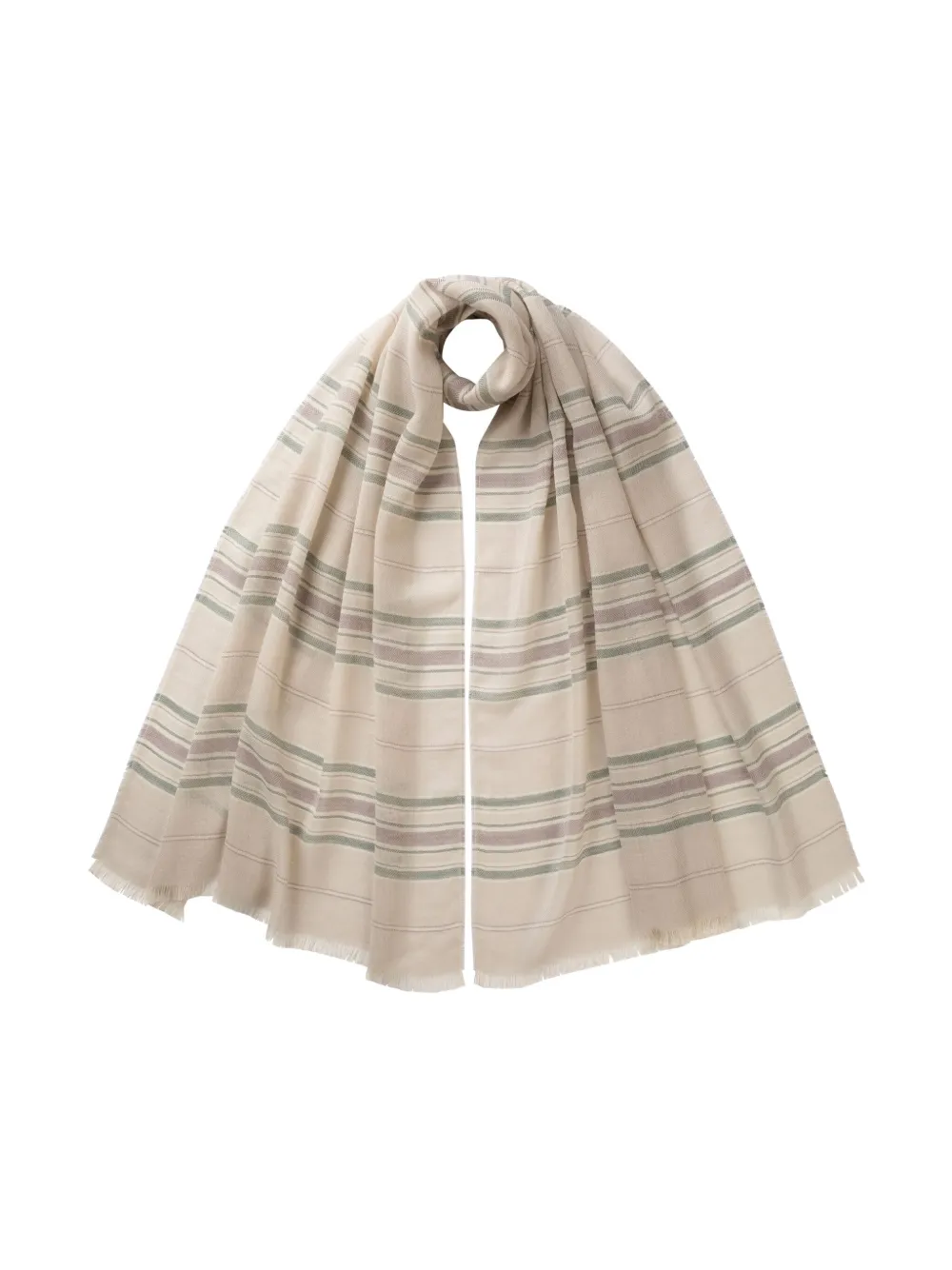 Johnstons Of Elgin Striped Scarf In Neutrals