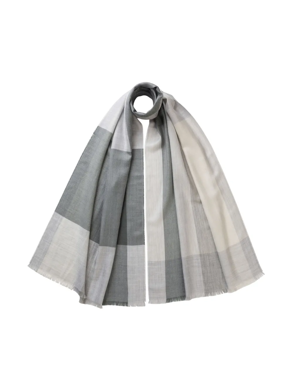 Johnstons Of Elgin Checked Scarf In Grey