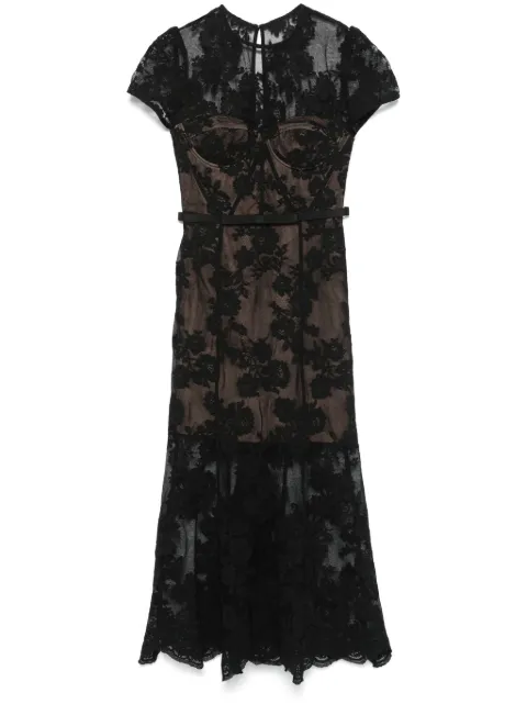 Self-Portrait lace-overlay midi dress