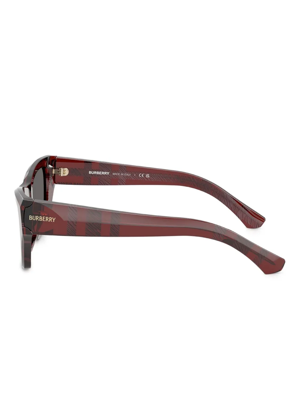 Burberry Eyewear Zonnebril met vierkant montuur en geruit patroon Rood