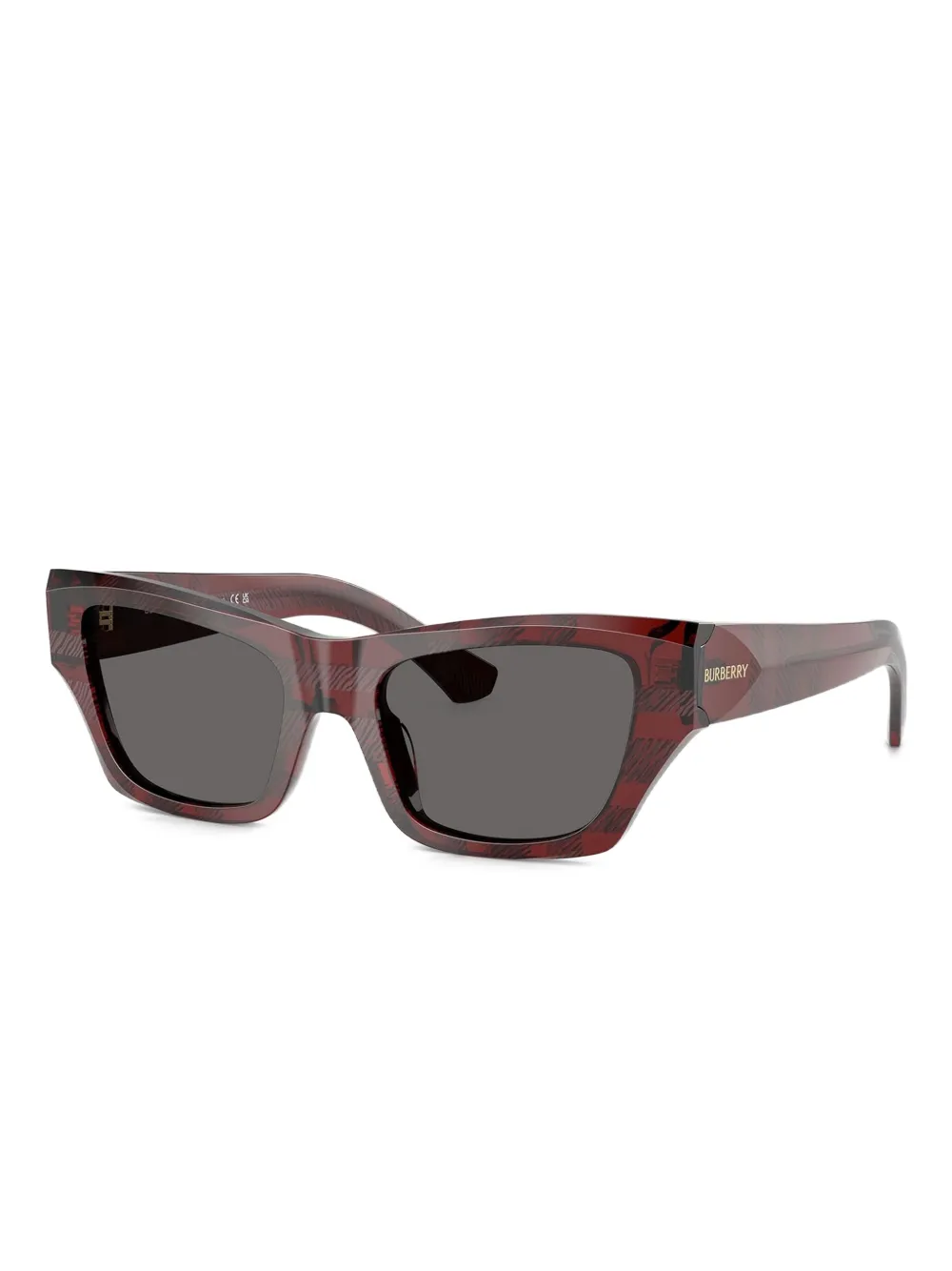 Burberry Eyewear Zonnebril met vierkant montuur en geruit patroon - Rood