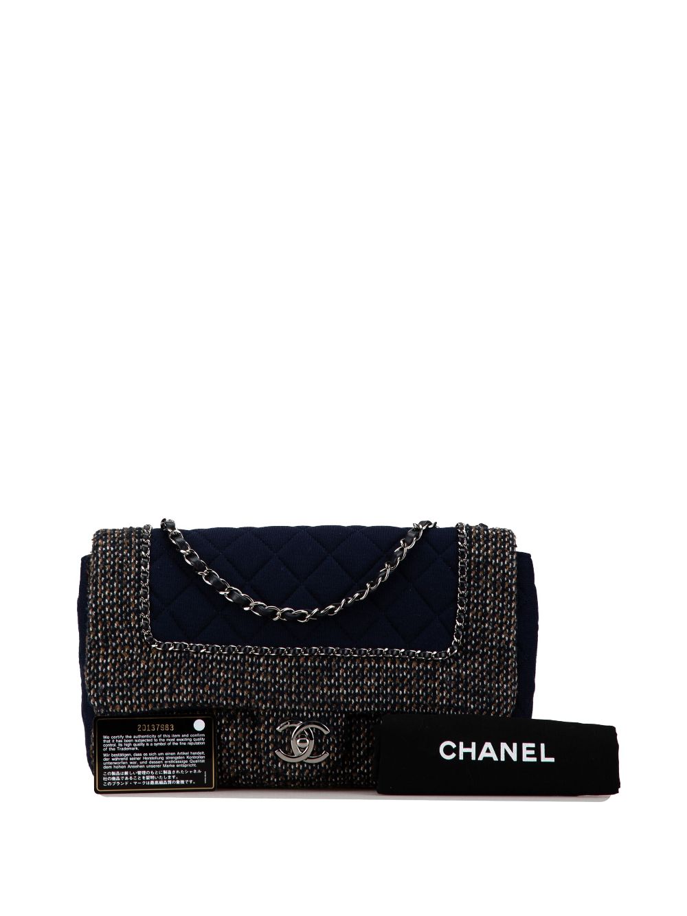 Affordable HOT SALE CHANEL 2014-2015 Jumbo Quilted Jersey and Tweed Chain Flap shoulder bag Women