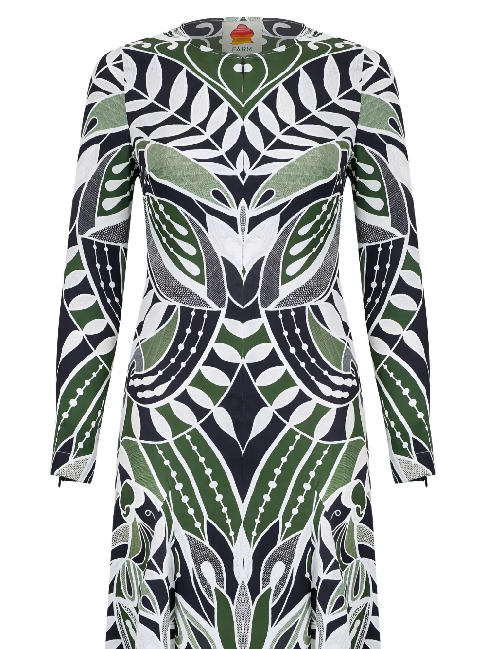 FARM Rio Lace Nature long-sleeve midi dress Groen