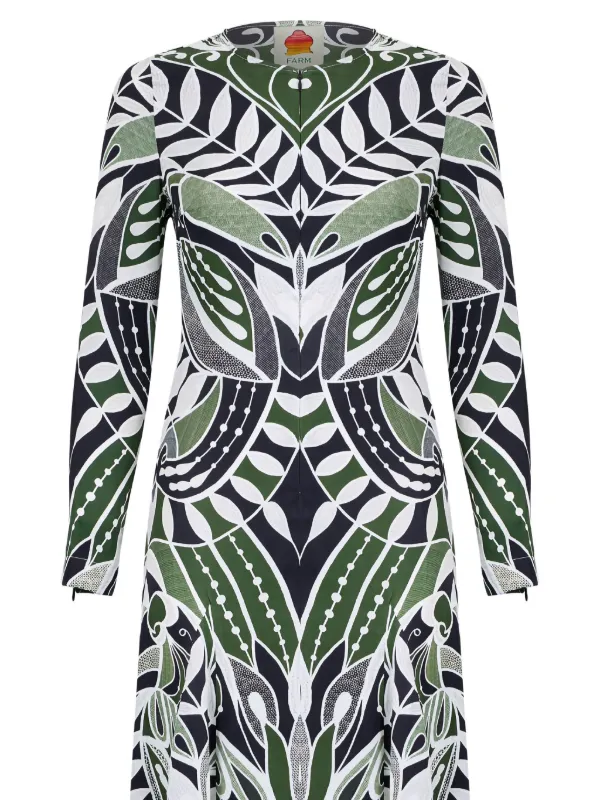 farm rio green long sleeve dress Forest Soul Maxi Dress