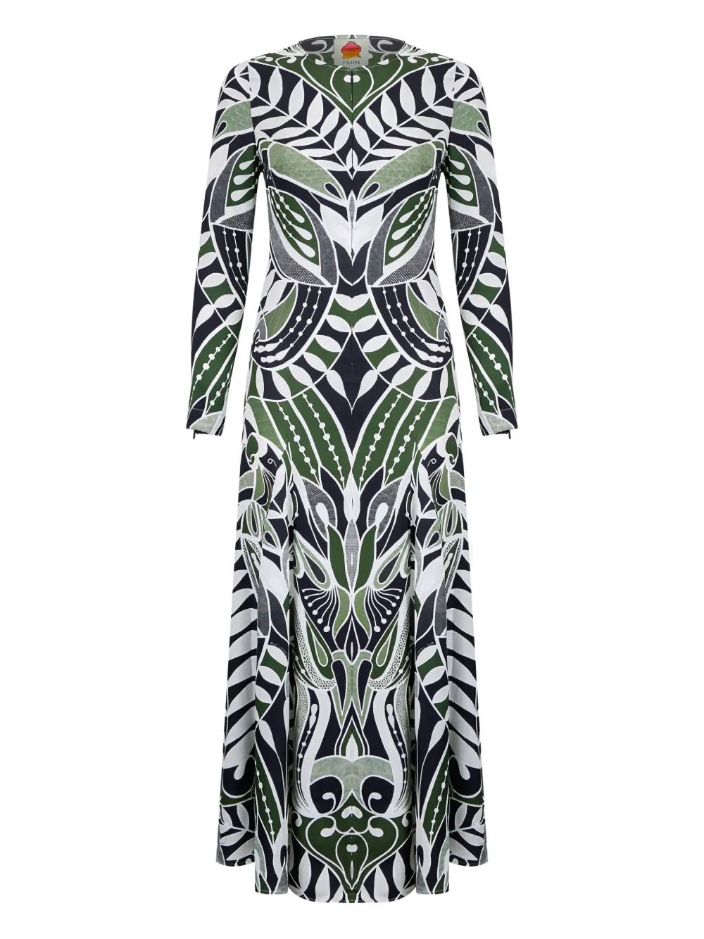 FARM Rio Lace Nature long-sleeve midi dress Groen