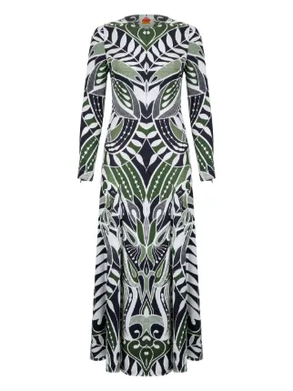 farm rio green lace dress Green Monstera Corset Eyelet Maxi Dress