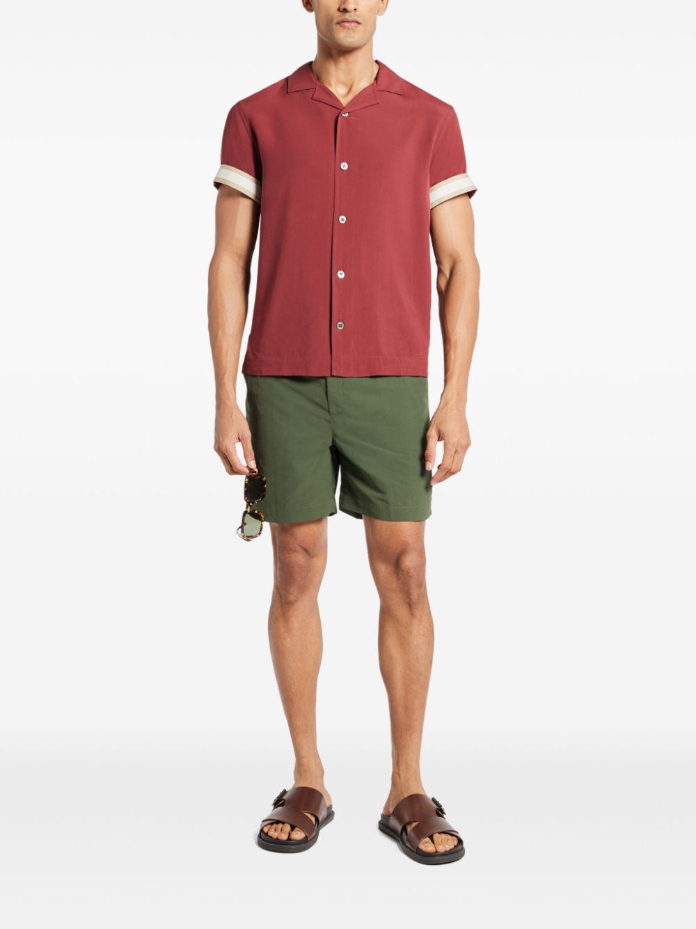 CHÉ striped-waistband shorts - Groen