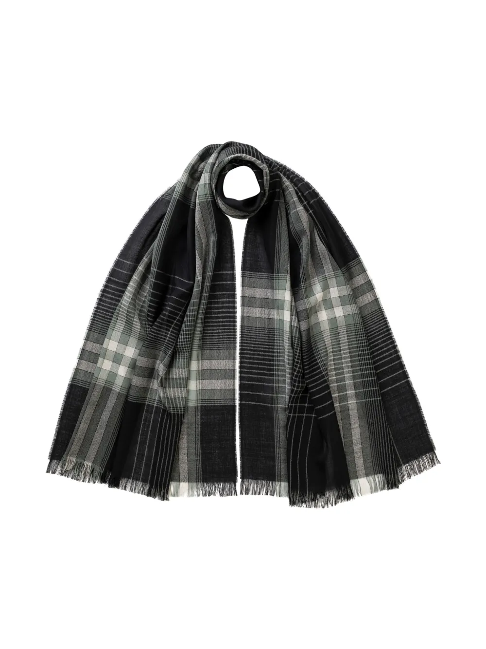 Johnstons Of Elgin Plaid Scarf In Green