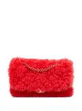 CHANEL Pre-Owned 2019 CC Faux Fur and Quilted Lambskin Single Flap crossbody bag - Red