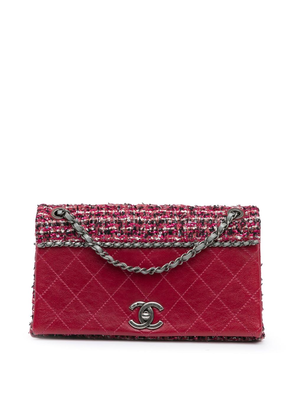 CHANEL 2017-2018 CC Lambskin and Tweed Flap crossbody bag Women