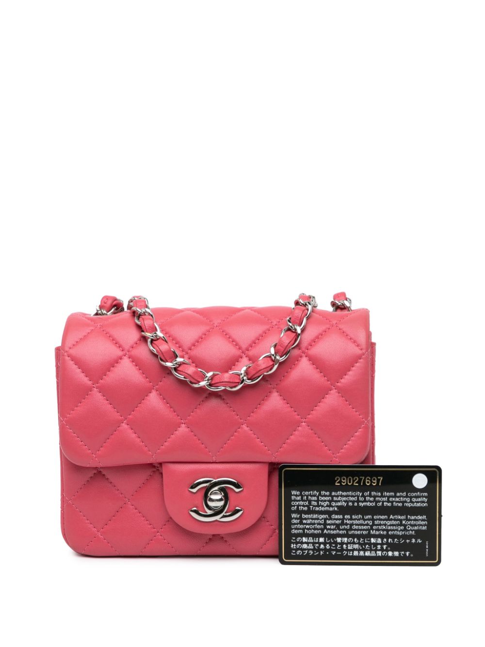 CHANEL 2019 Mini Square Classic Lambskin Single Flap crossbody bag Women