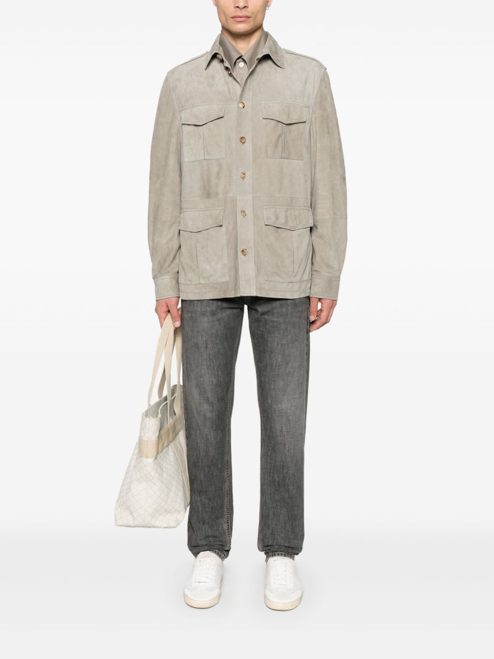 Brunello Cucinelli suede jacket - Grijs