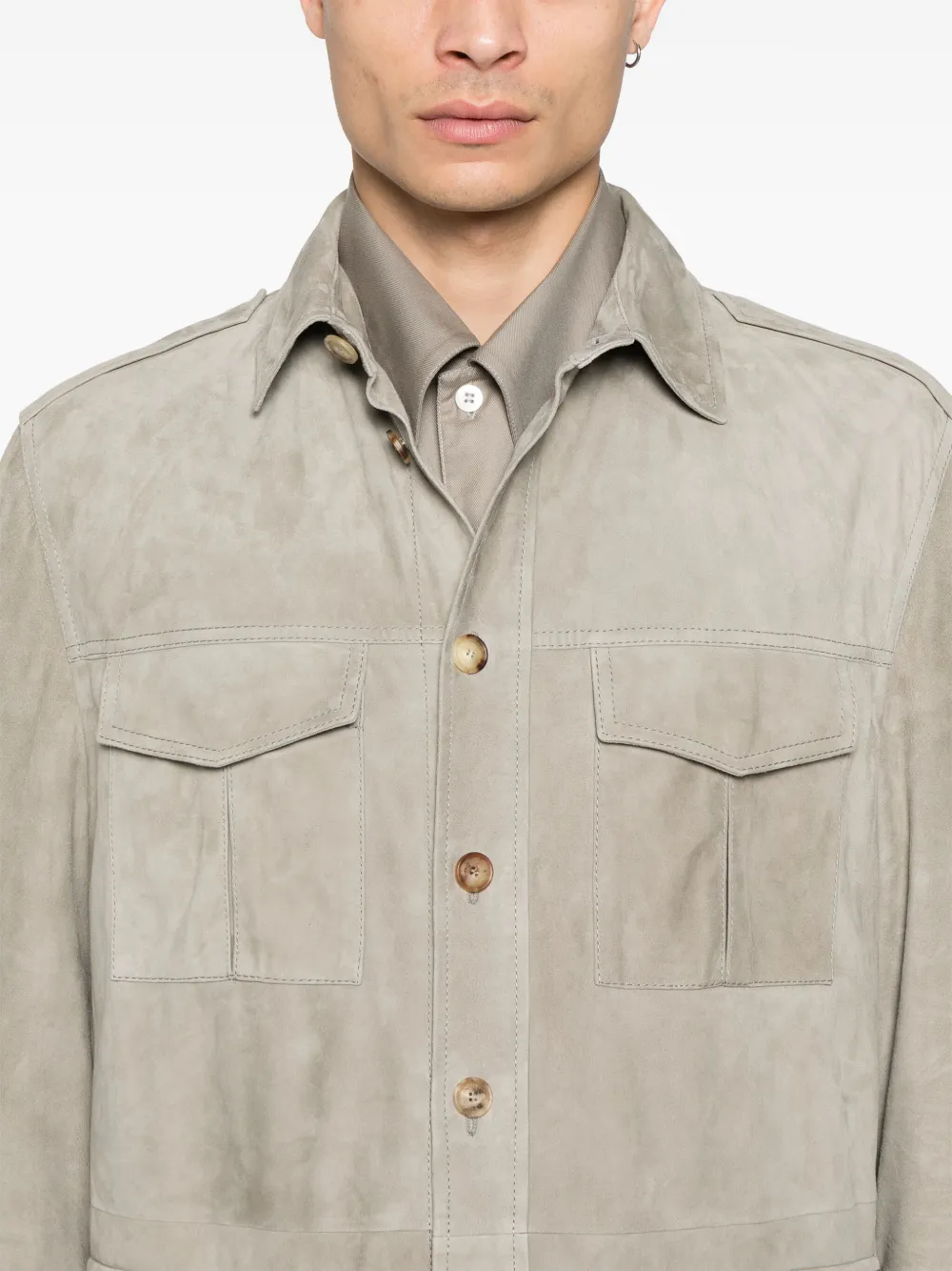 Brunello Cucinelli Suède jack Grijs