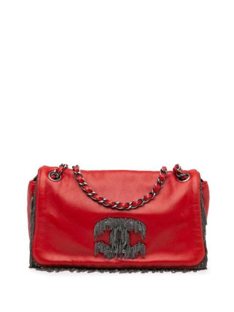 HOT SALE CHANEL 2006-2008 Small Lambskin Rock and Cabaret Fringe Chain CC Flap shoulder bag Women