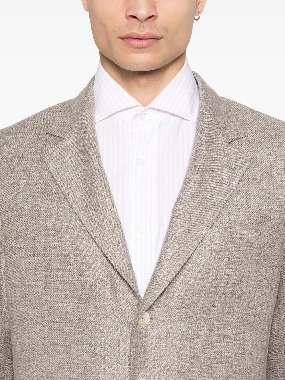 Brunello Cucinelli Blazer met enkele rij knopen Bruin