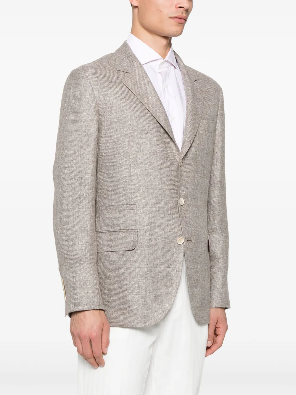 Brunello Cucinelli Blazer met enkele rij knopen Bruin