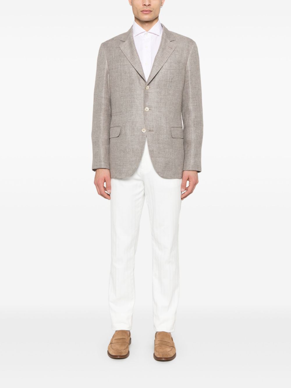 Brunello Cucinelli single-breasted blazer - Bruin