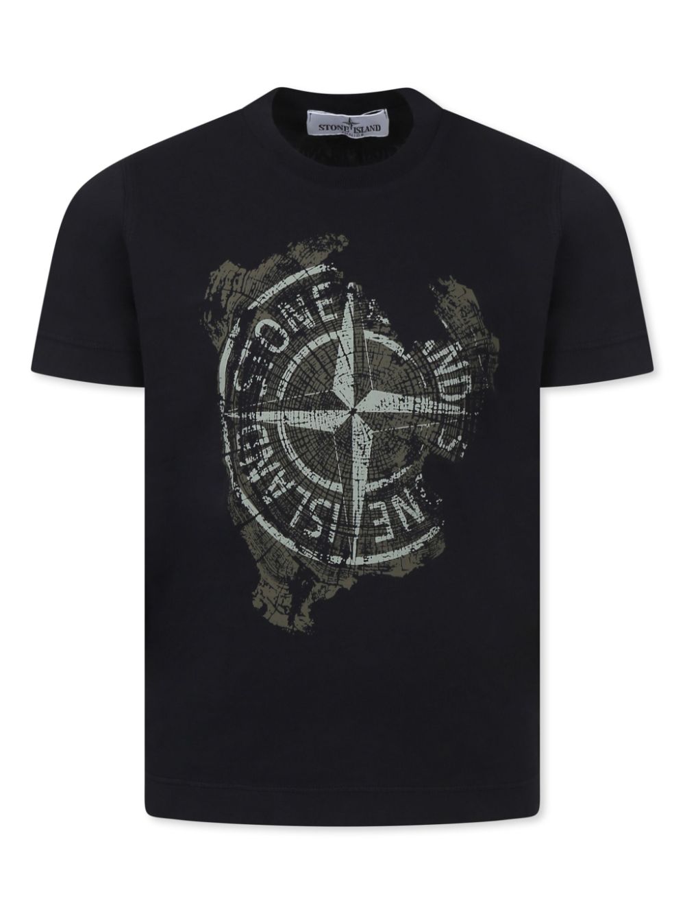 Stone Island Junior T-shirt met logoprint Zwart