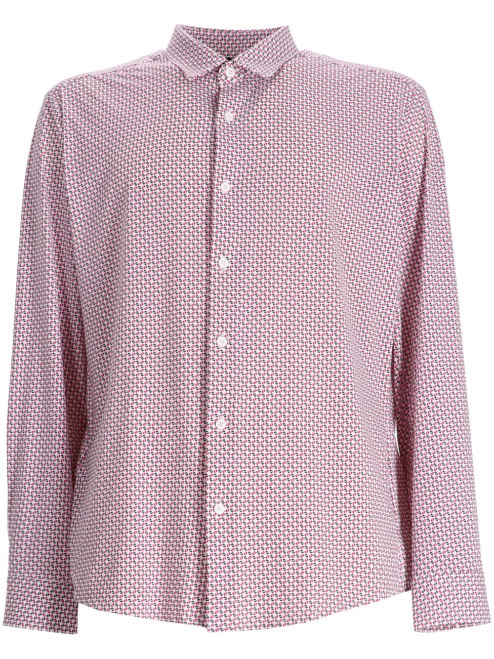 Hugo Boss Patterned Cotton Shirt In Red
