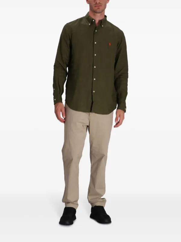 Polo Ralph Lauren ロゴ ボタンリネンシャツ | グリーン | FARFETCH JP