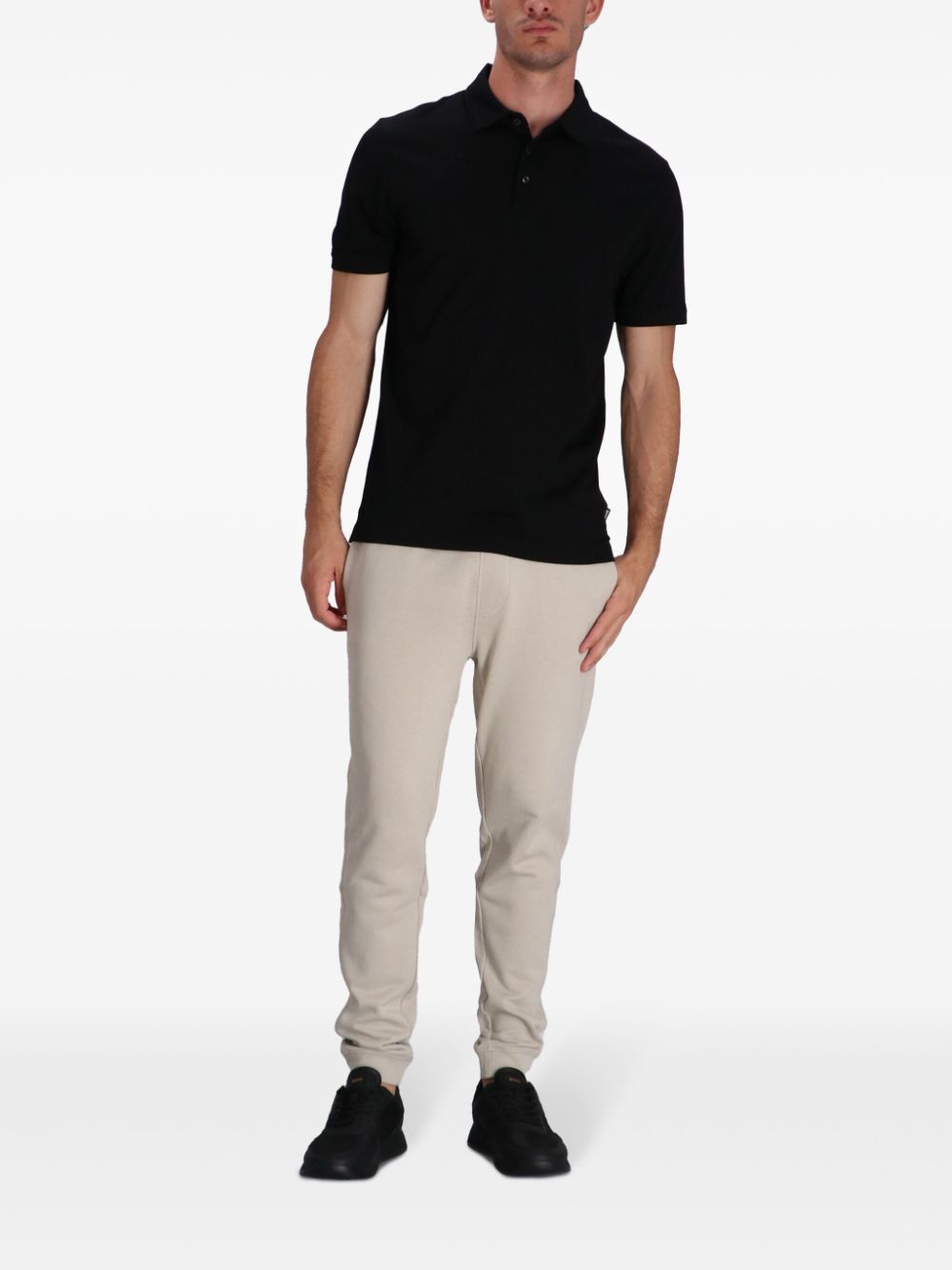 BOSS Lyocell poloshirt - Zwart