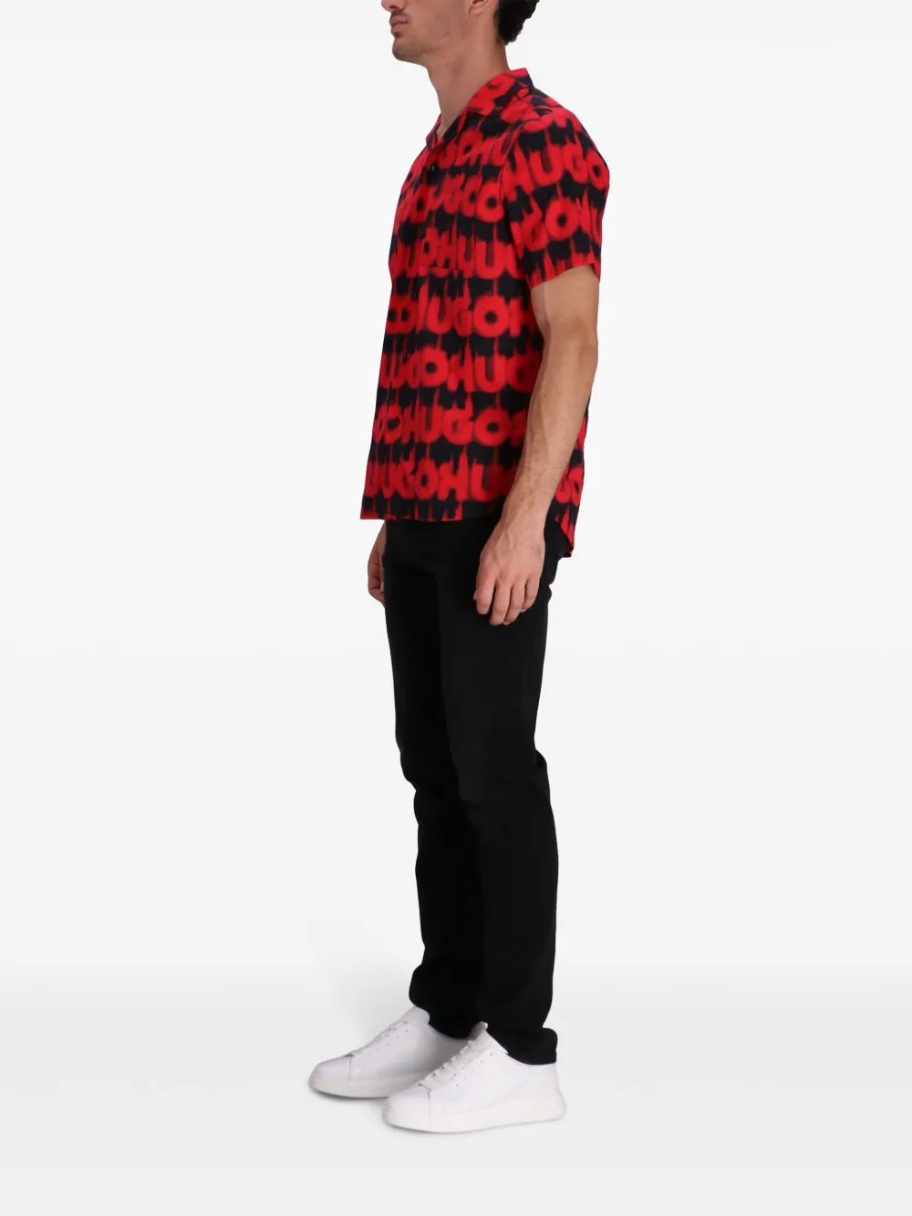 Shop Hugo Boss Logo-print Shirt In Schwarz