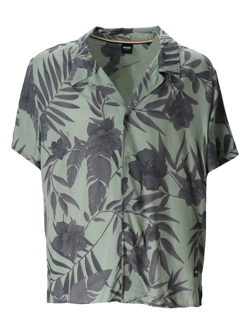 BOSS Strandhemd mit Blumen-Print | Grün | Image 1