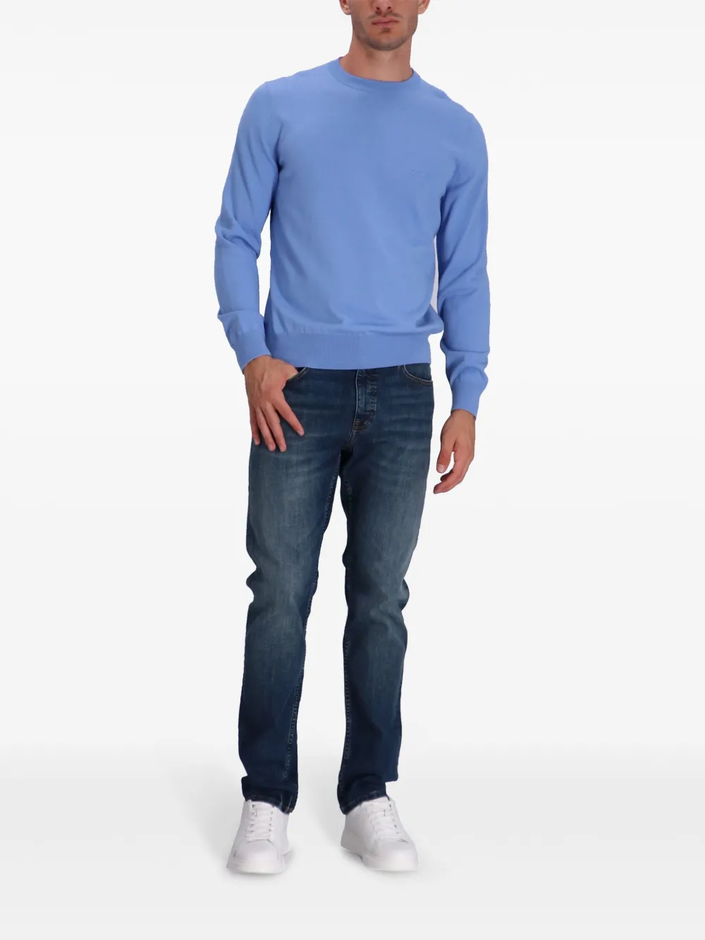 BOSS Trui met geborduurd logo - Blauw