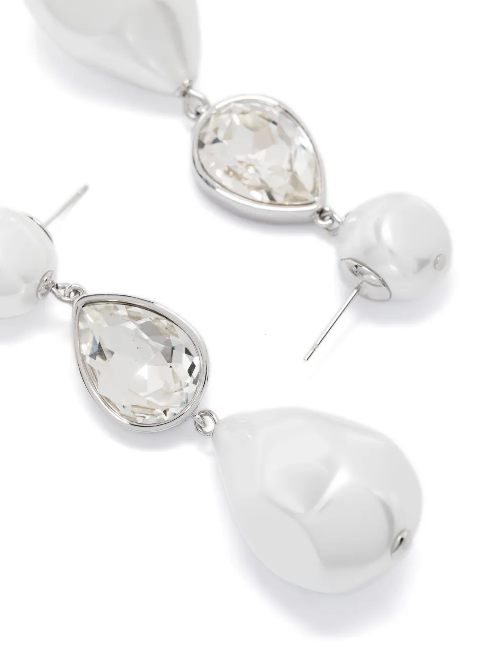 Shop Self-portrait Faux-pearl Droplet Earrings In White