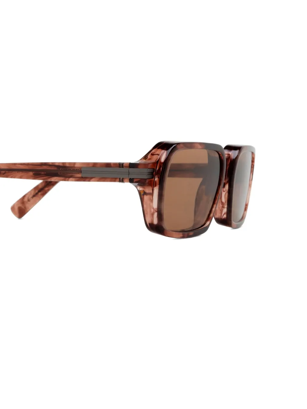  Zegna Striped Rectangle-frame Sunglasses - Red 