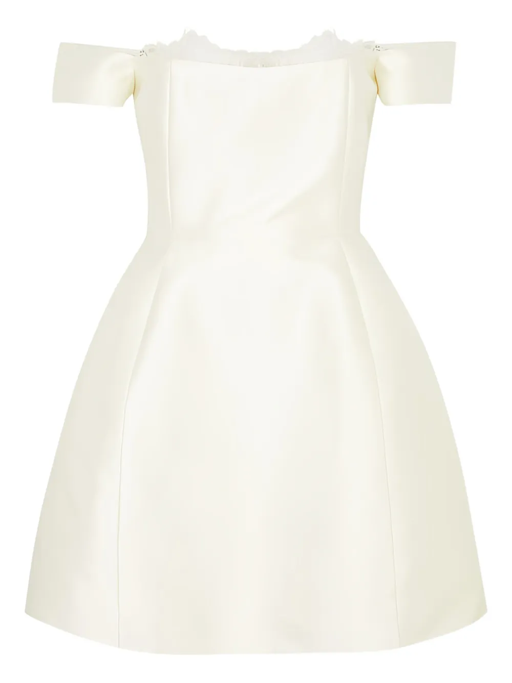 De La Vali Satijnen mini-jurk met afwerking van kant Beige