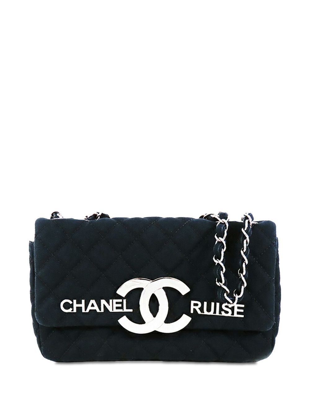 Cheap HOT SALE CHANEL 2008-2009 Quilted Canvas CC Cruise Flap shoulder bag Women