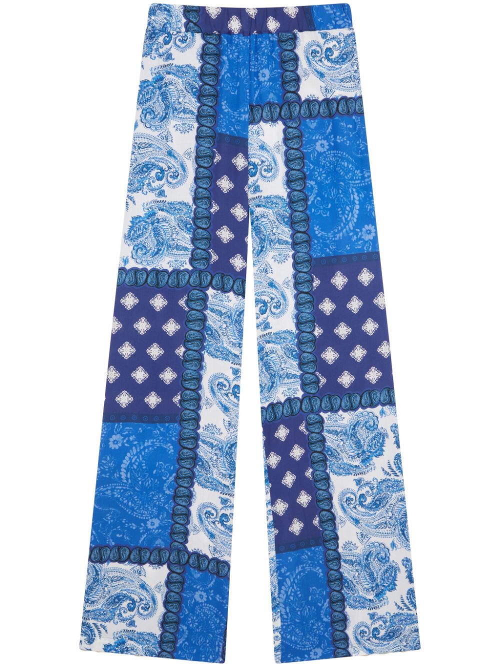 patchwork-print trousers