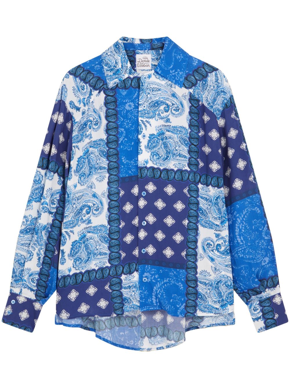 patchwork-print shirt