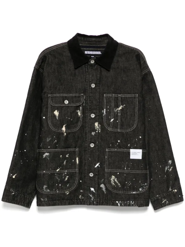 Neighborhood corduroy-collar washed-coverall Jacket | Black | FARFETCH