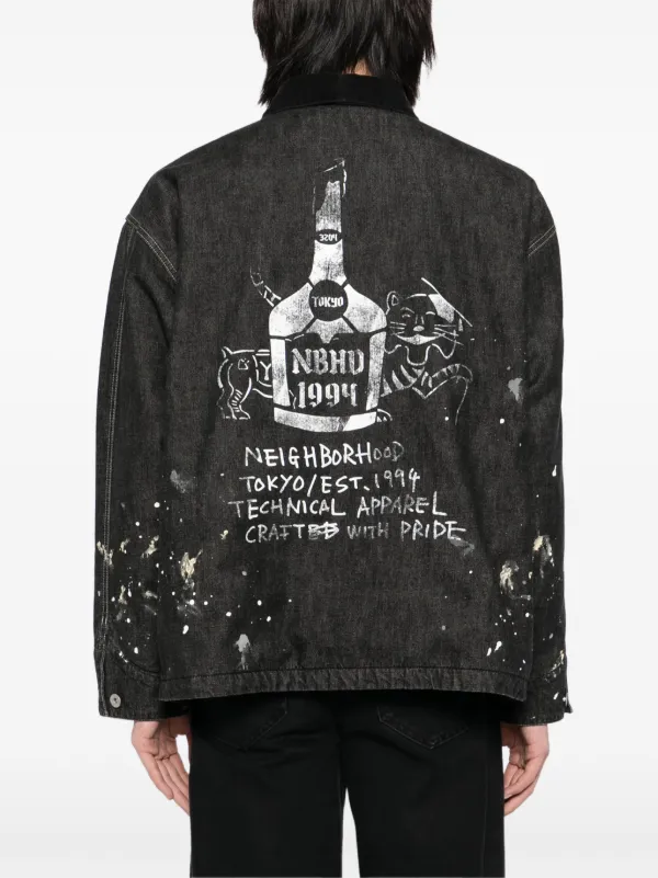 Neighborhood corduroy-collar washed-coverall Jacket | Black | FARFETCH