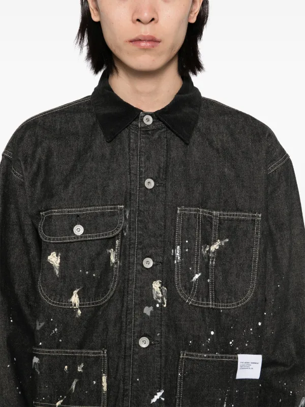 【チャック】Neighborhood カバーオール cover all Neighborhood corduroy-collar washed-coverall Jacket | Black | FARFETCH
