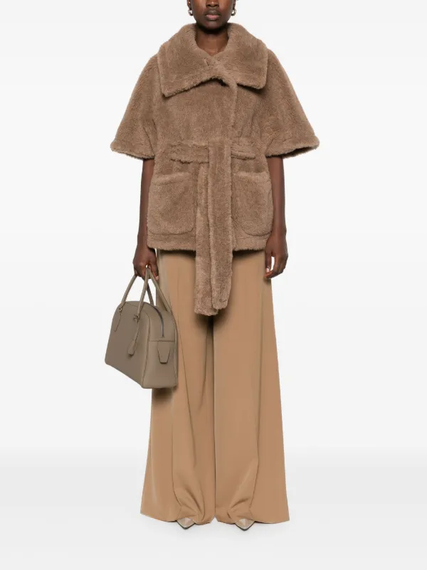 コート Max Mara AMATO - Teddy fabric hood with belt Max Mara Amato Teddy Fabric Hood With Belt in Brown | Lyst