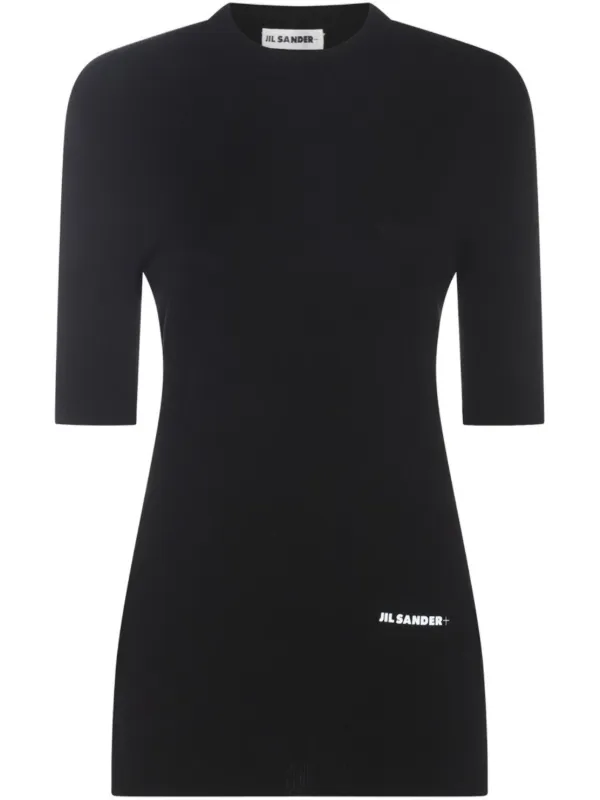 【関税込み】Jil Sander ミニドレス Jil Sander ロゴプリント ミニドレス | ブラック | FARFETCH JP