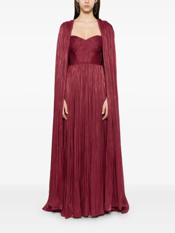 Ana Radu Layered Pliss Gown | Red | FARFETCH