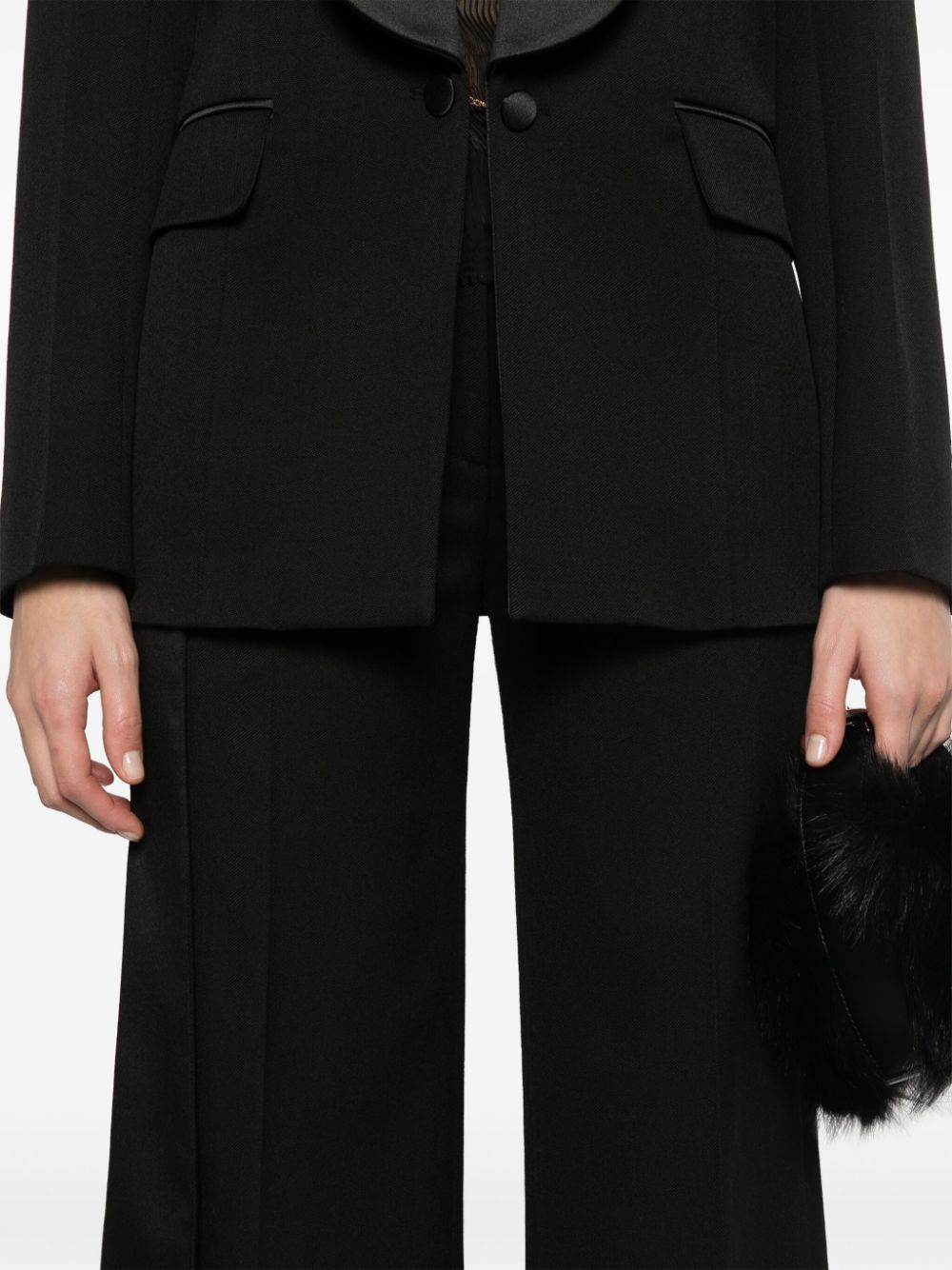 Victoria Beckham Pantalon met satijnen tailleband Zwart