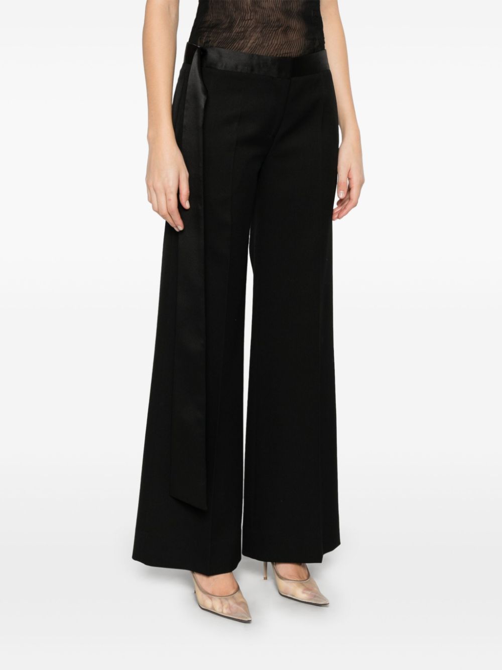 Victoria Beckham Pantalon met satijnen tailleband Zwart