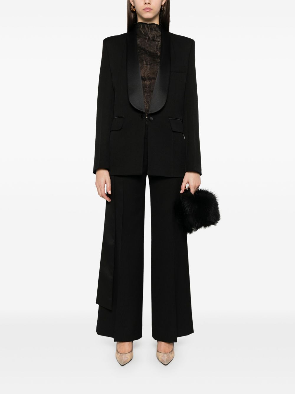 Victoria Beckham Pantalon met satijnen tailleband Zwart