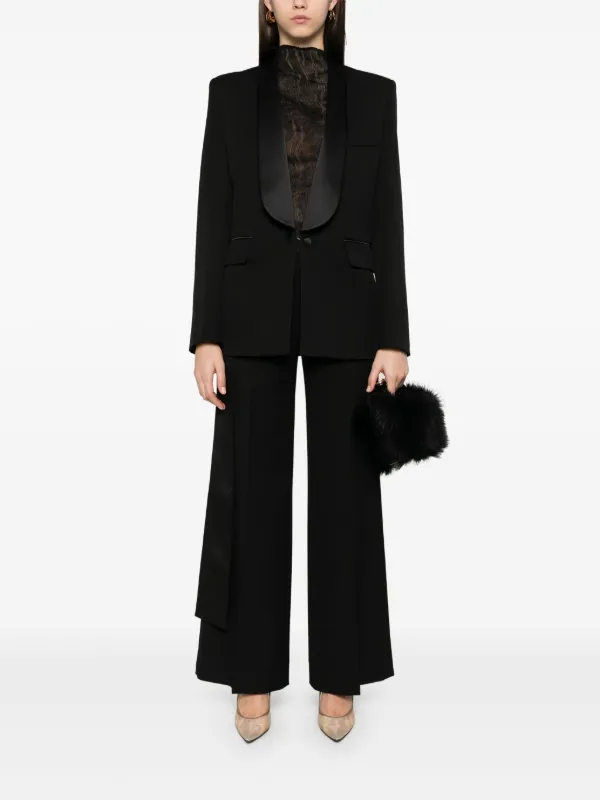 Victoria Beckham satin-waistband Tailored Trousers | Black