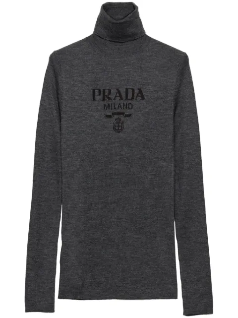 Prada سويتر صوف برقبة عالية مطوية