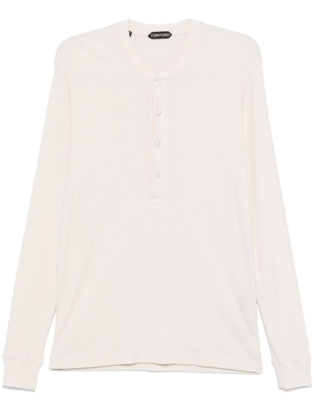 TOM FORD Geribbelde Henley top Beige