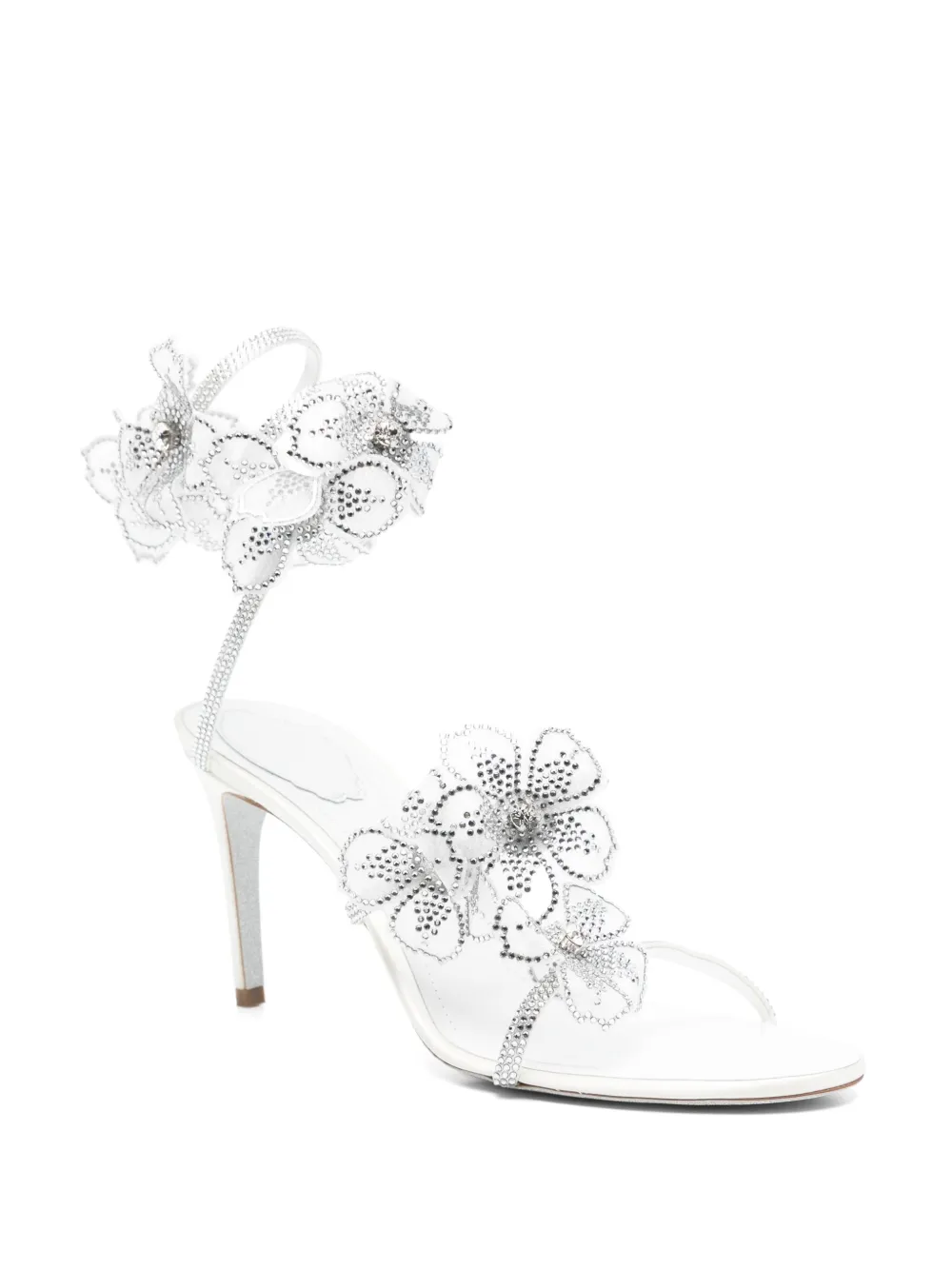 René Caovilla 105mm Floriane Sandals In Silver