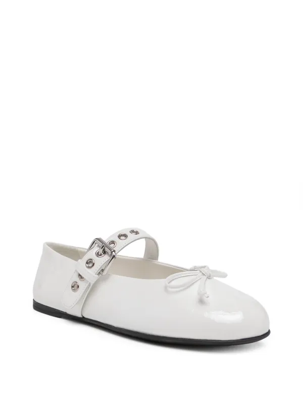 靴 archive miumiu ballet shoes Miu Miu Bow Detail Ballerina Shoes | White | FARFETCH